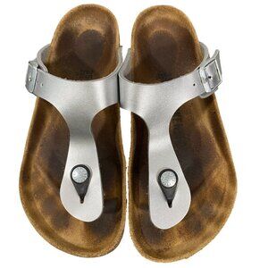 Birkenstock Giza sandals silver metallic leather women’s 35 boho festival hippie